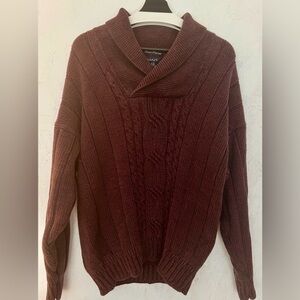 Vintage GANT 90s Hand Framed 100% Cotton Shawl Collar Sweater in Burgundy XL